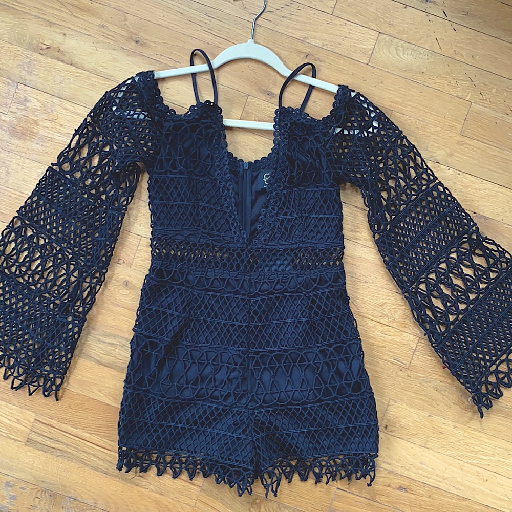 Black Crochet Romper/ Short Jumpsuit